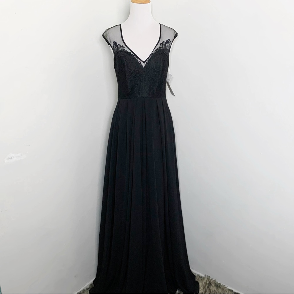 New Hayley Paige A-Line Gown Black Lace Dress Size 4 Prom Gothic Fairy Dress